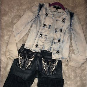 Forever21 acid wash military style Jean jacket